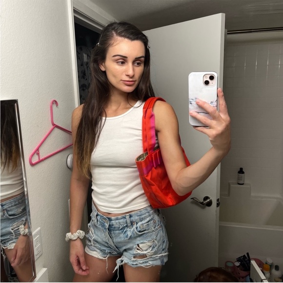 Kate Spade New York Garri Tote Bag maraschino orange red pink pre owned - Picture 6 of 7